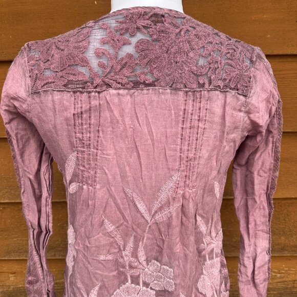 Tregene Silk Lace Embroidered Floral Blouse Shirt Size S - Picture 8 of 9